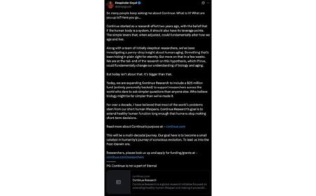 Renowned Indian Entrepreneur Deepinder Goyal Launches ‘Continue Research’ with a $25 Million Personal Fund to Reimagine Human Longevity